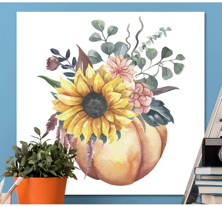 Dead sunflower and pumpkin  fruit canvas - TenStickers