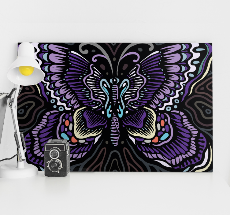 Detailed purple butterfly canvas wall art - TenStickers