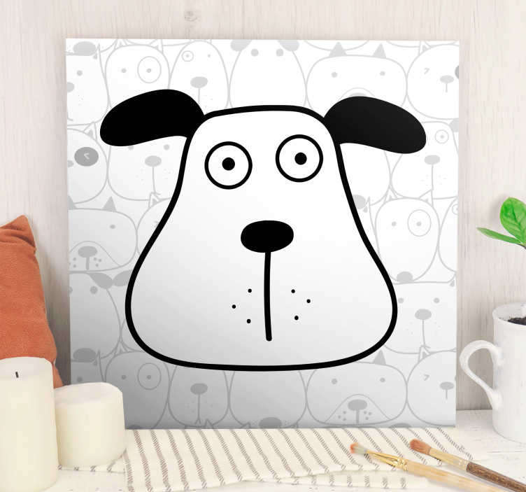 Dog wall art cartoon dog head - TenStickers