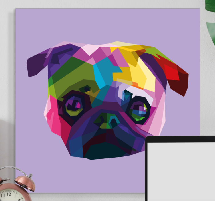 Dog wall art colorful pug face - TenStickers