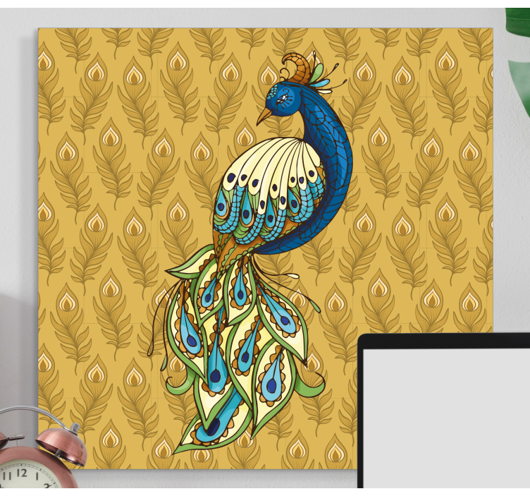 Floral turkey golden flowers bird canvas art - TenStickers