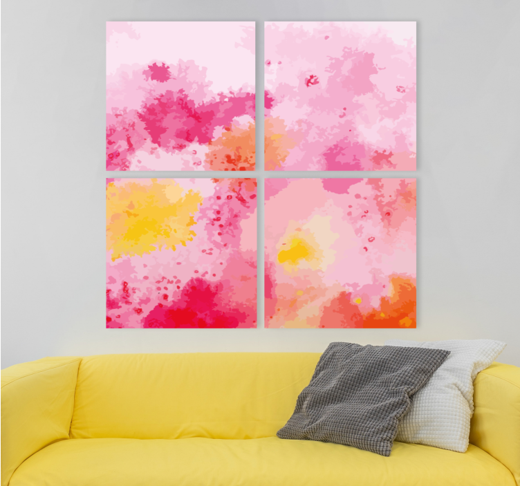 Flower canvas pink floral abstract artwork - TenStickers