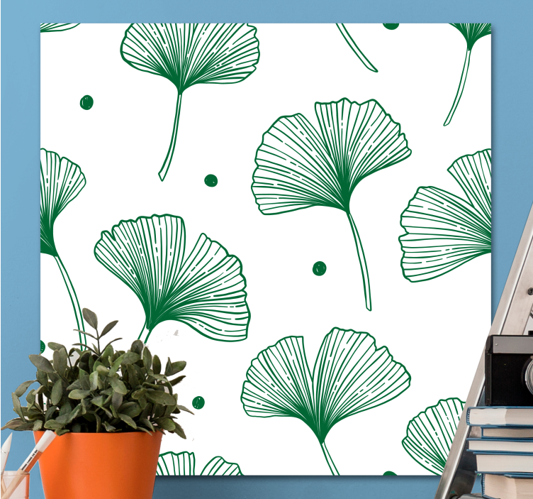 Flowers canvas ginkgo leaf illustration - TenStickers