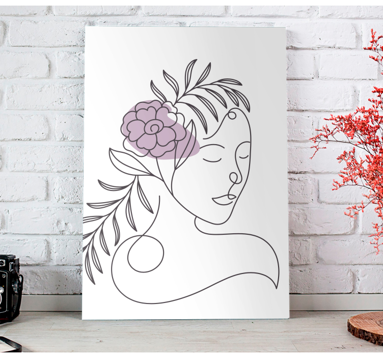 Flowers canvas line art face - TenStickers