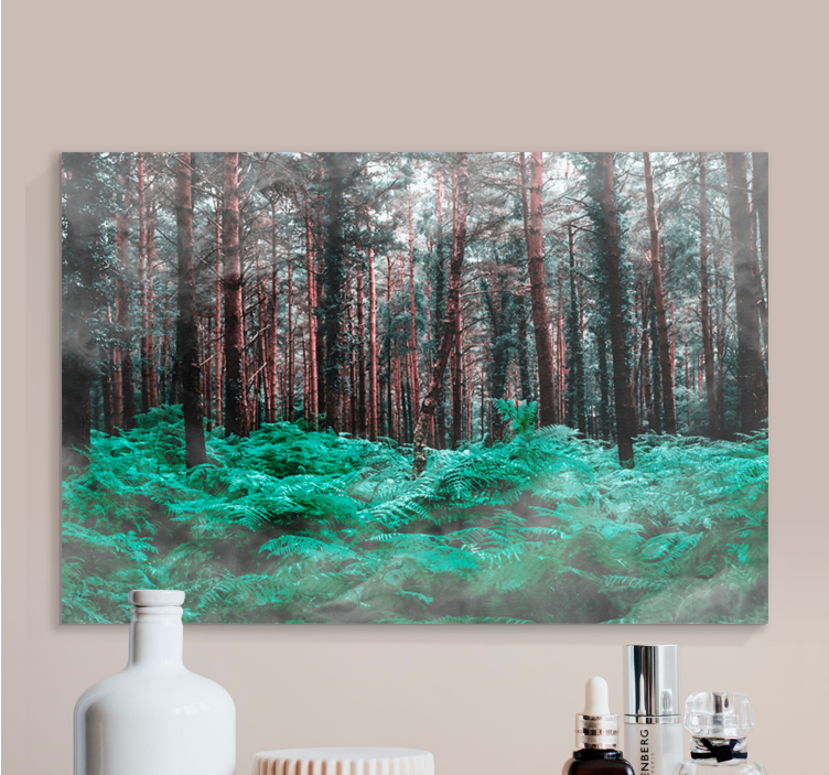 Flowers canvas lush green ferns - TenStickers