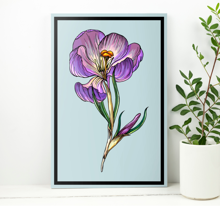 Flowers canvas purple floral elegance - TenStickers