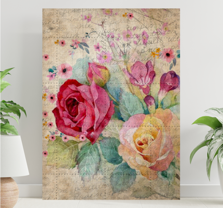 Flowers canvas romantic rose arrangement - TenStickers