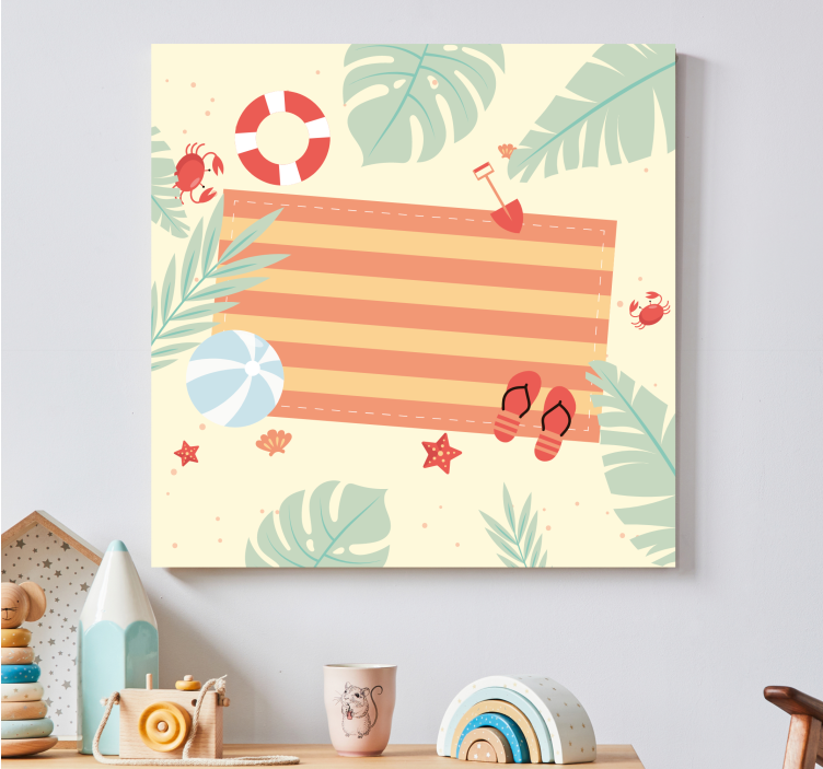 Flowers canvas tropical beach elements - TenStickers