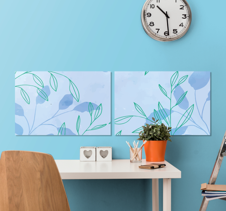 Flowers canvas with delicate leaf designs - TenStickers