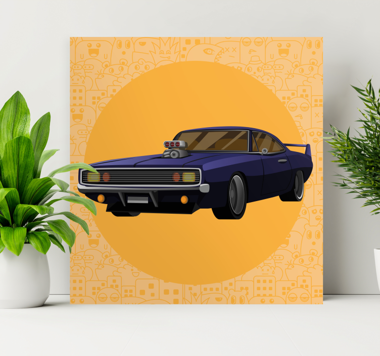 Framed gaming wall art classic muscle car - TenStickers