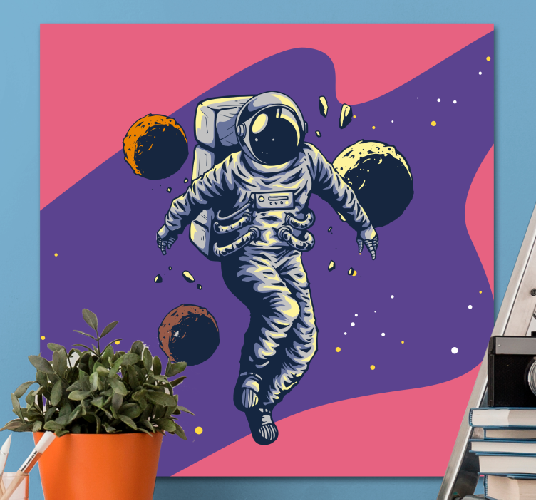 Framed gaming wall art cosmonaut in the cosmos - TenStickers