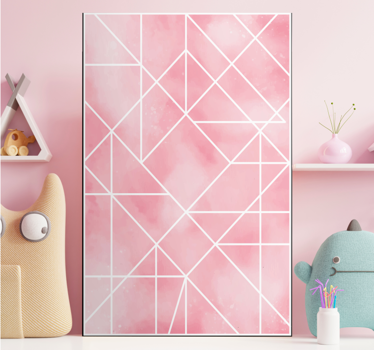 Geometric canvas in pink geometric pattern - TenStickers