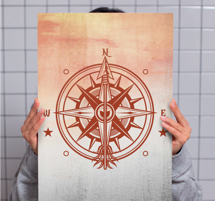 Gradient with compass canvas art prints - TenStickers