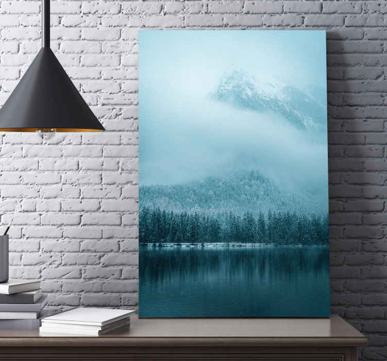 Lake mountain snow landscape canvas - TenStickers