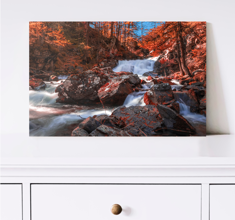 Landscape canvas mountain stream artwork - TenStickers