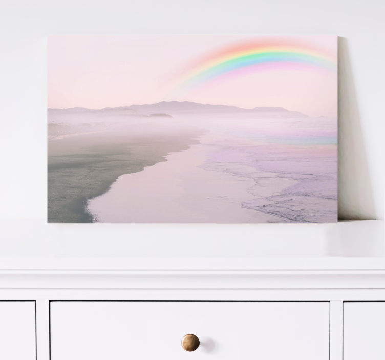 Landscape canvas serene coastal rainbow - TenStickers