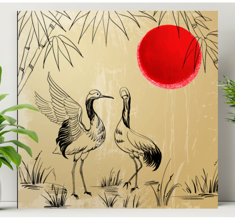Mandala canvas cranes and sun art - TenStickers