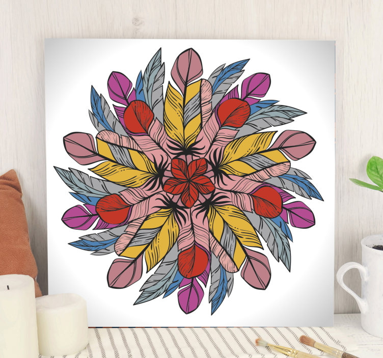 Mandala made of feathers canvas wall art - TenStickers