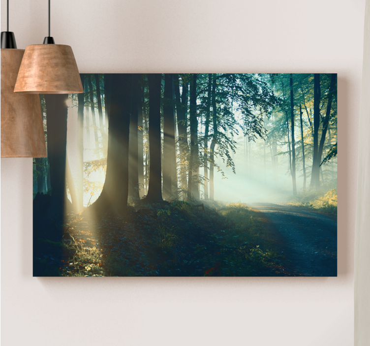 Misty woodland trail landscape canvas - TenStickers