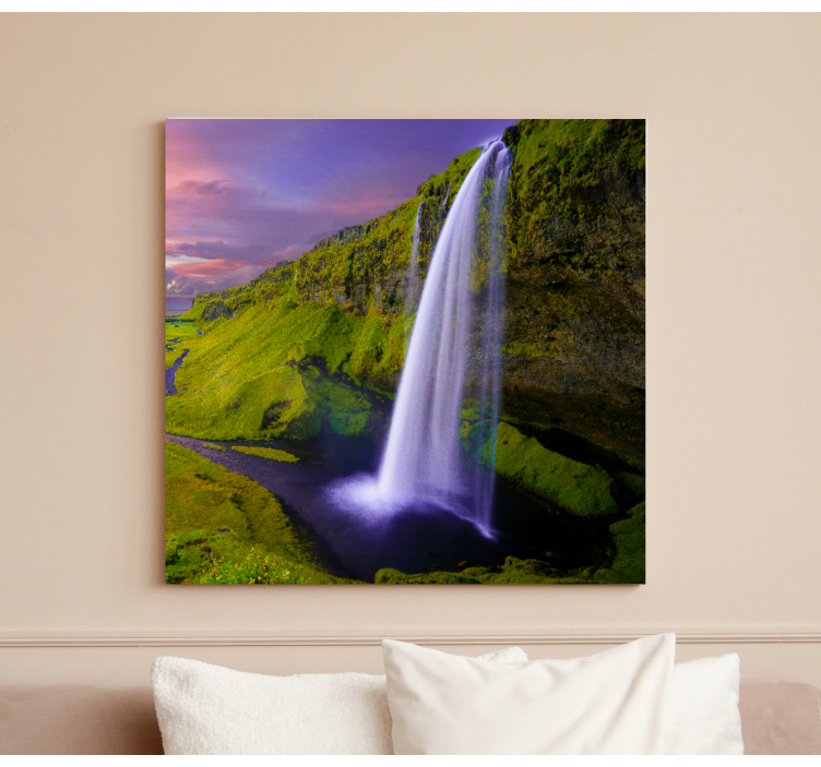 Mountains with waterfall landscape canvas - TenStickers