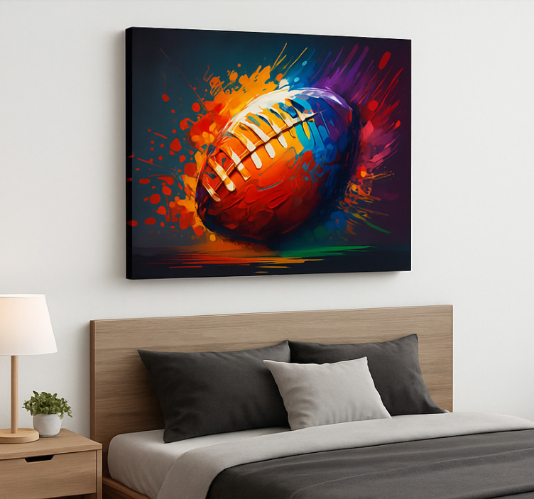 Multicolor rugby ball sports canvas art - TenStickers
