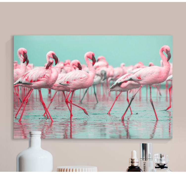 Nice Flamingos walking design Entrance canvas - TenStickers