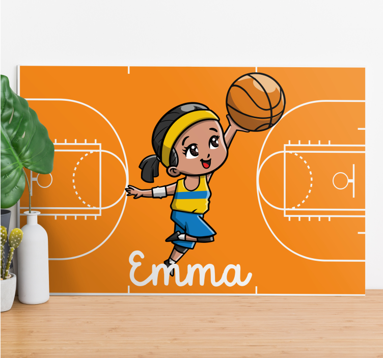 Nursery canvas basketball playing girl - TenStickers