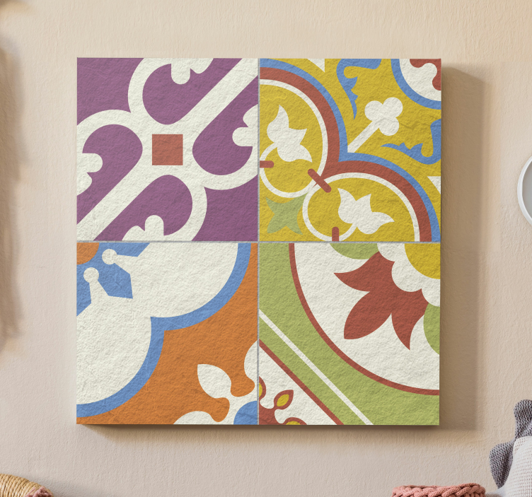 Ornamental pattern tiles retro canvas - TenStickers