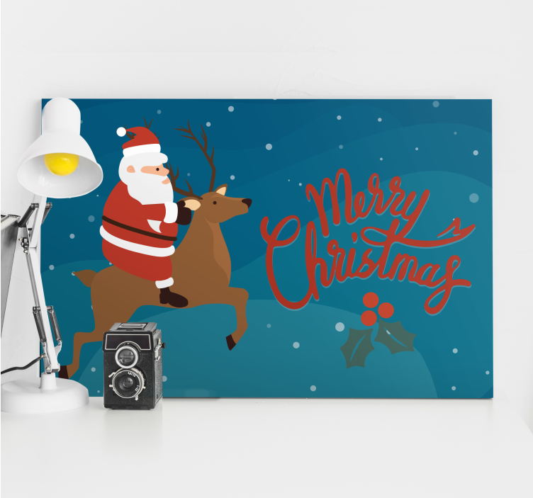 People canvas santa on reindeer - TenStickers