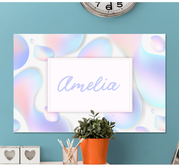 Colorful bubbles with name landscape canvas - TenStickers