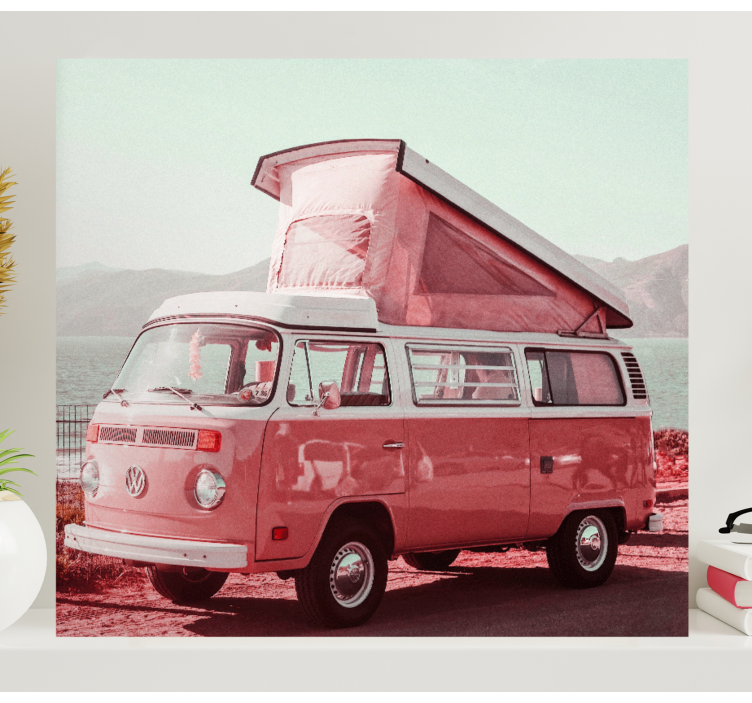 Pink vintage van retro canvas art - TenStickers
