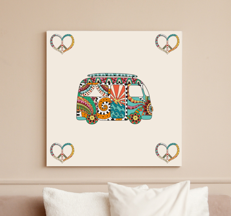 Retro canvas colorful van design - TenStickers