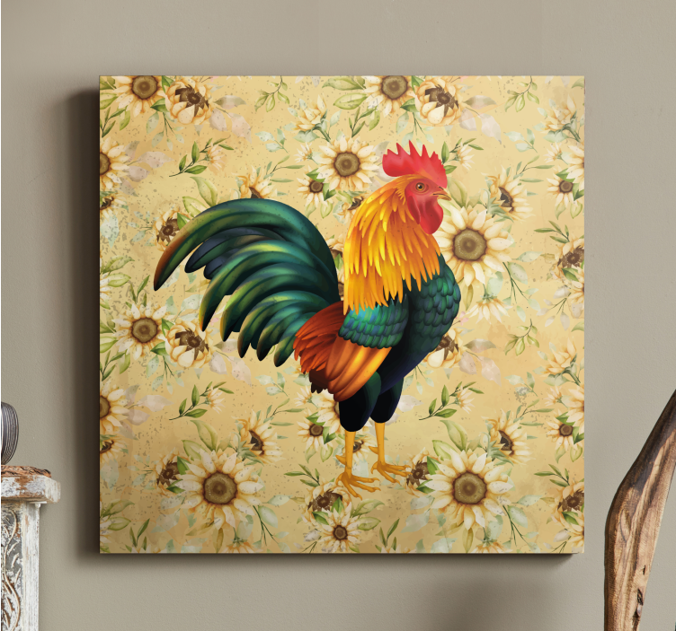 Rooster and sunflowers bird canvas - TenStickers
