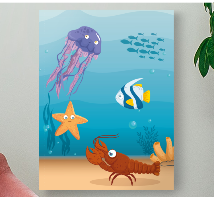Seaworld life cartoon fish canvas - TenStickers