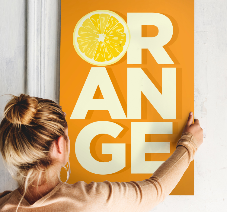 Sliced orange text fruit canvas - TenStickers