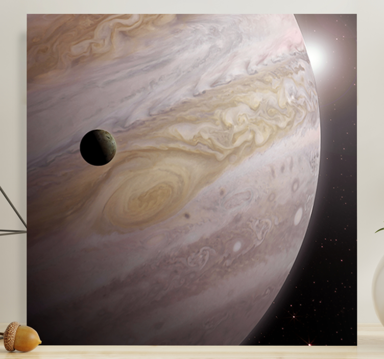 Space design two beige planets  landscape canvas - TenStickers