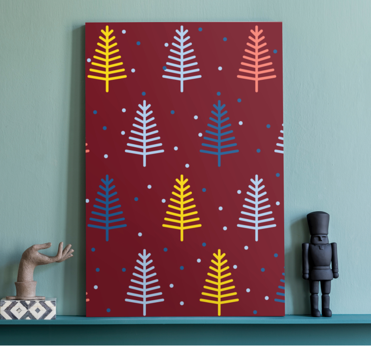 Tree canvas wall art colorful pine branches - TenStickers