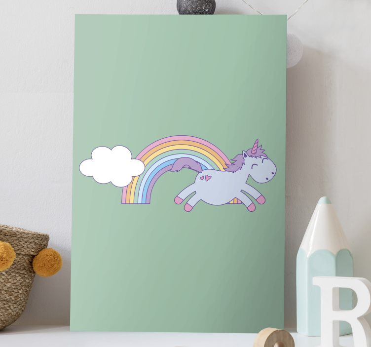 Unicorn pictures framed happy unicorn leaping - TenStickers