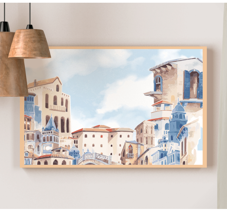 Watercolour city drawing nursery canvas - TenStickers