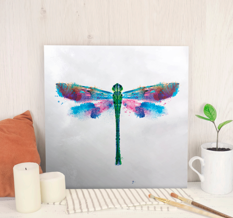 White background with dragonfly canvas - TenStickers