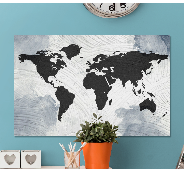 World map wall art modern global outline - TenStickers