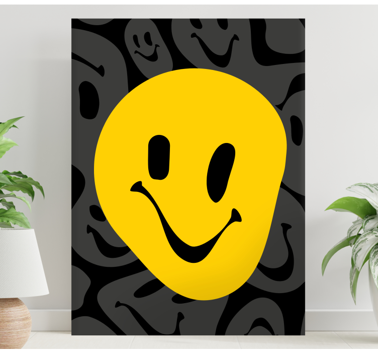 Yellow smiley face teen canvas prints - TenStickers