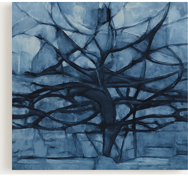 Gray shades design tree canvas wall art - TenStickers