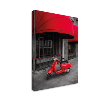 Parked red motor Italian scooter City skyline prints - TenStickers