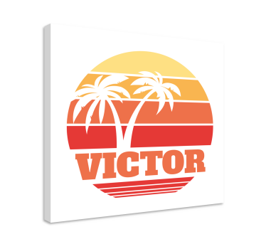 Retro Sunset with your name customisable canvas prints - TenStickers