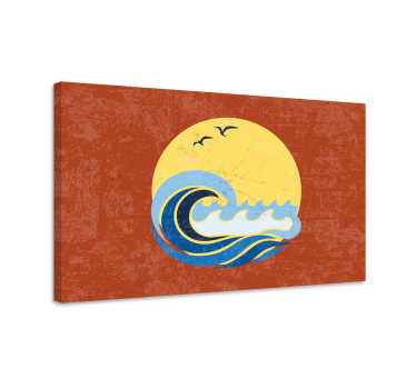 Sun, Beach and Wave 70's canvas wall art - TenStickers