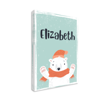 cute name with polar bear customisable canvas prints - TenStickers