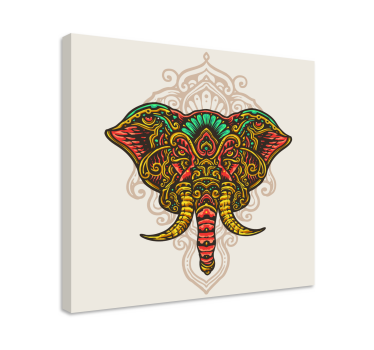 Multicolor Indian mandala elephant canvas art - TenStickers