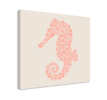 Floral Sea Horse fish canvas art - TenStickers