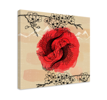 Ying Yang fishes fish canvas art - TenStickers